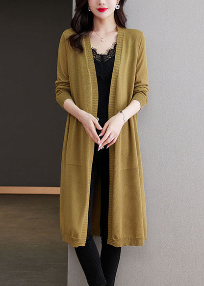 Matcha Colour V Neck Pockets Long Ice Size Knit Cardigans Long Sleeve