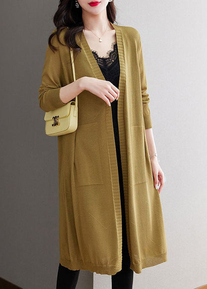 Matcha Colour V Neck Pockets Long Ice Size Knit Cardigans Long Sleeve