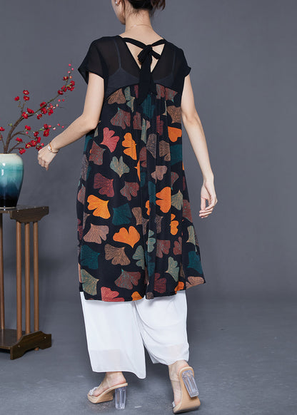 Multi Petalprint Chiffon Long Dresses Summer