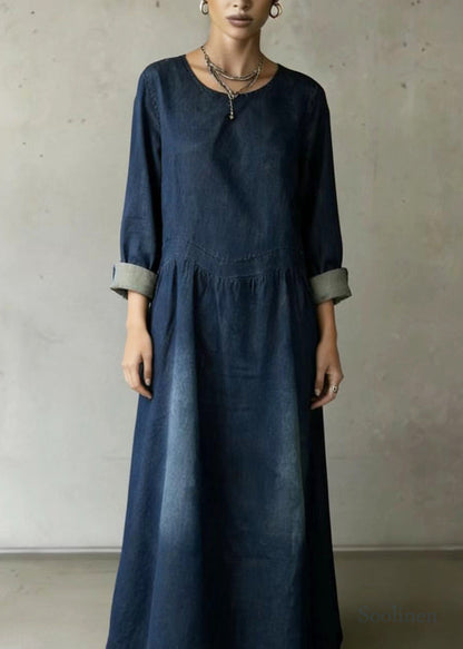Navy Oversized Denim Ankle Dress Spring