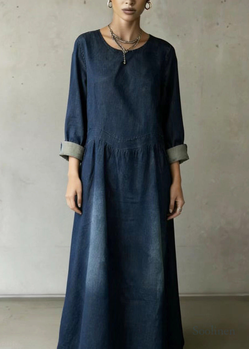 Navy Oversized Denim Ankle Dress Spring