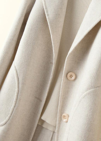 Notched Pockets Tunic Coat Beige Art Outwears