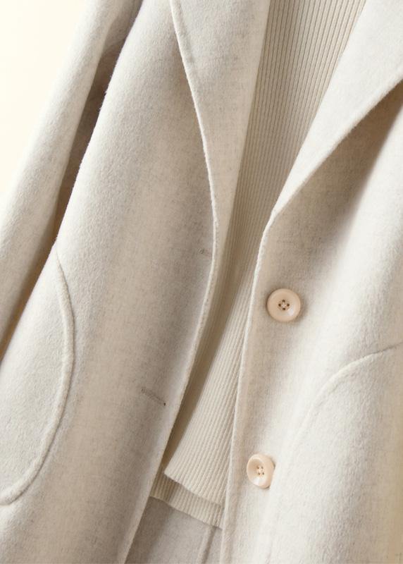 Notched Pockets Tunic Coat Beige Art Outwears
