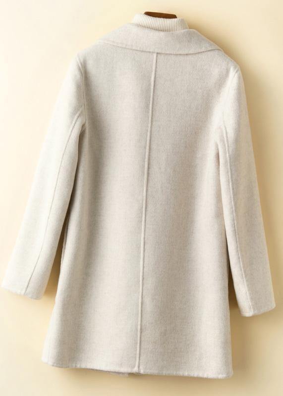 Notched Pockets Tunic Coat Beige Art Outwears