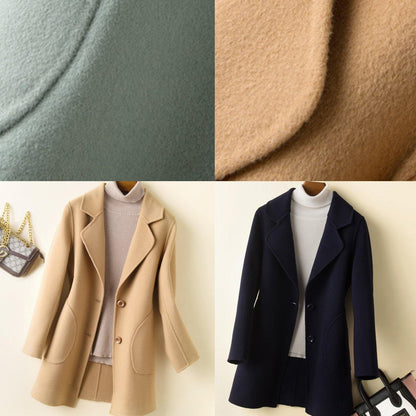 Notched Pockets Tunic Coat Beige Art Outwears