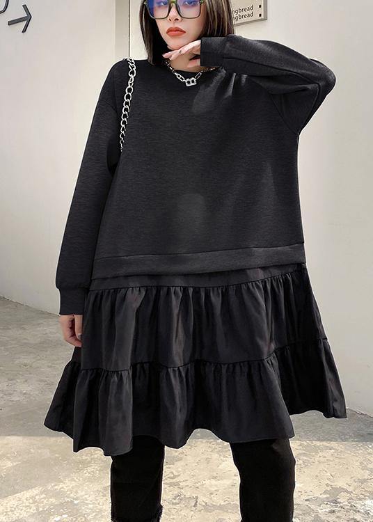 O Neck Patchwork Spring Clothes Shape Gray Dress