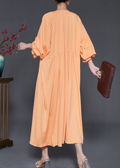 Orange Oversized Chiffon Holiday Dresses Lantern Sleeve
