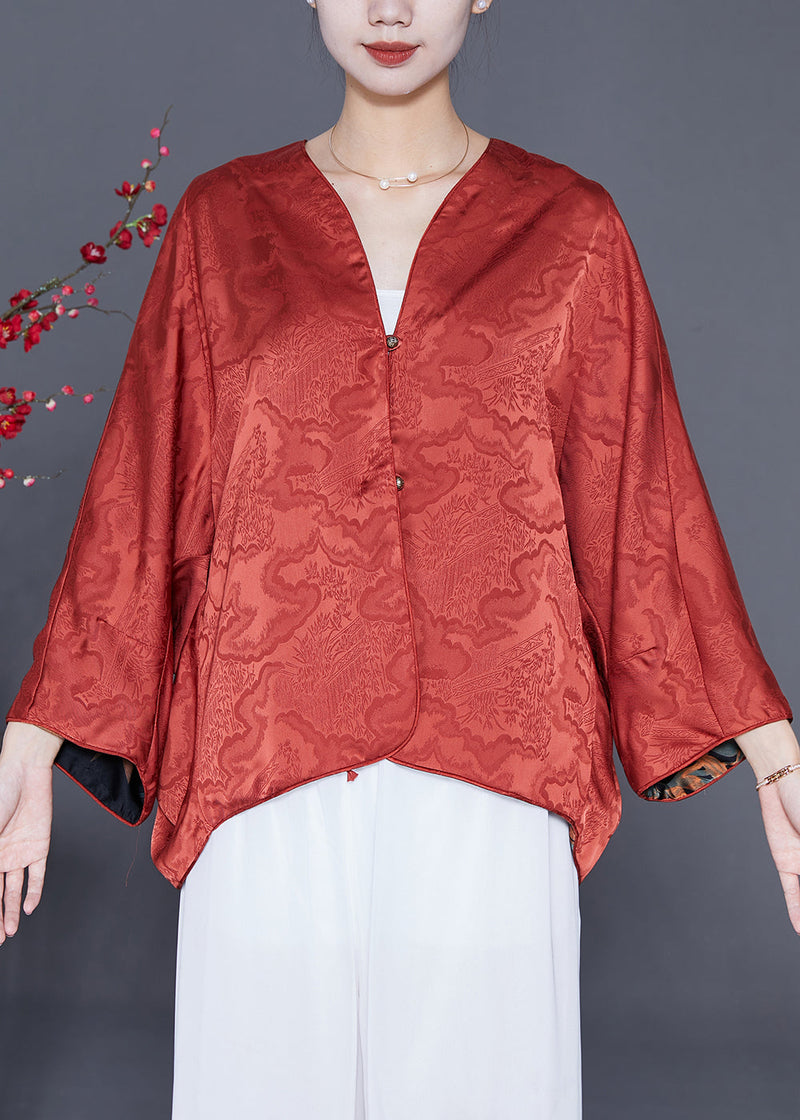 Orange Oversized Wear on Both Sides Silk Cardigans Summer