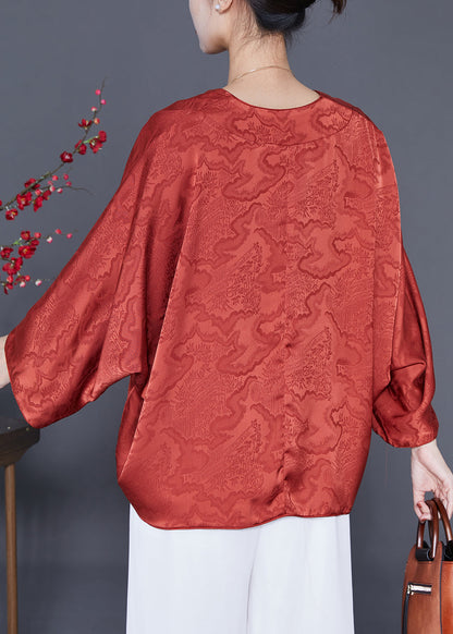 Orange Oversized Wear on Both Sides Silk Cardigans Summer