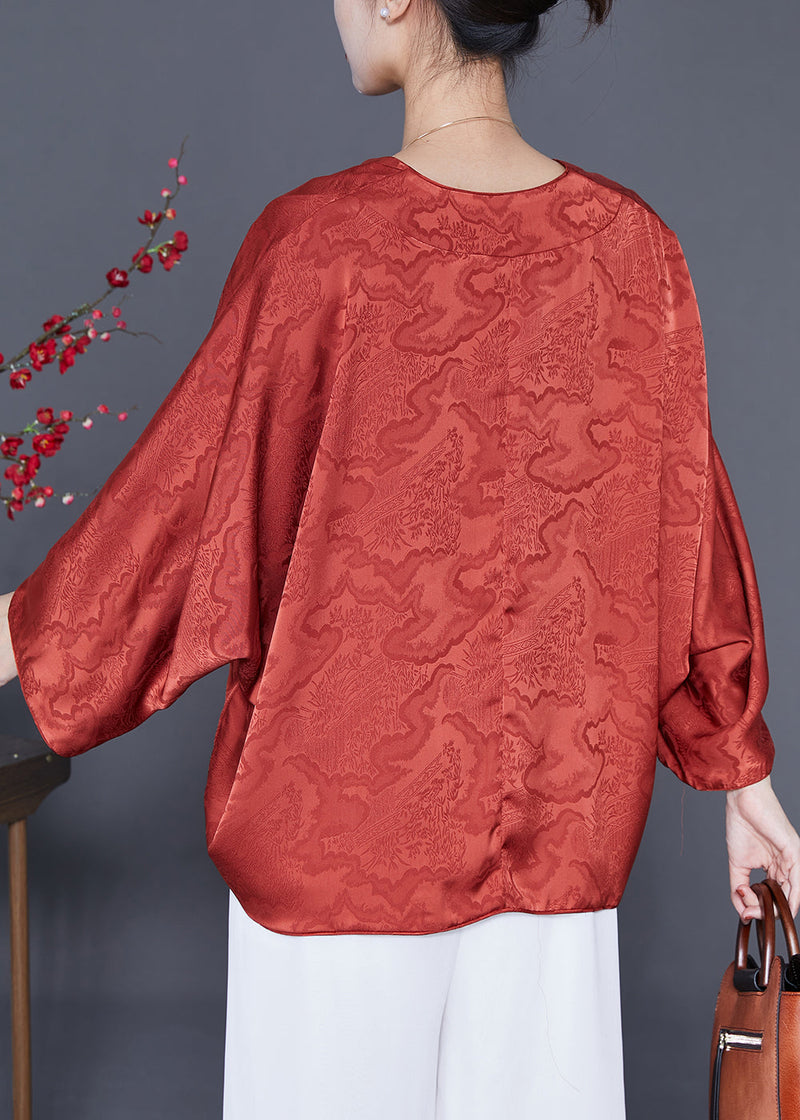 Orange Oversized Wear on Both Sides Silk Cardigans Summer