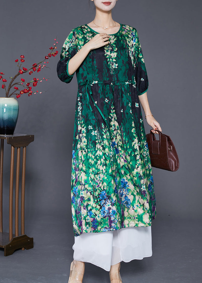 Oversized Cinched Wear on Both Sides Silk Long Dresses Summer