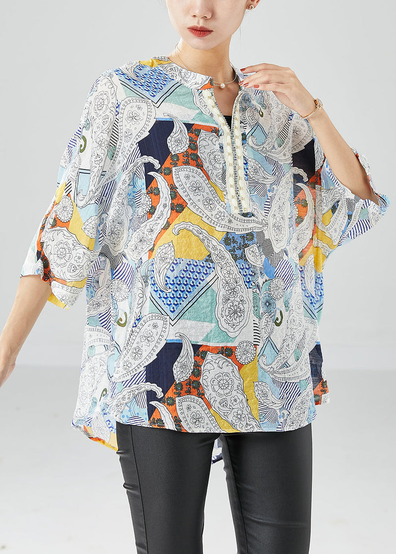 Oversized Print Chiffon Shirt Top Summer
