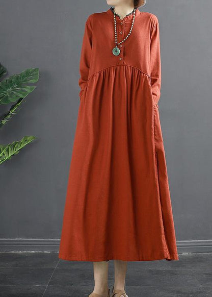 Patchwork Cinched Wardrobes Shape Red Robe Dress