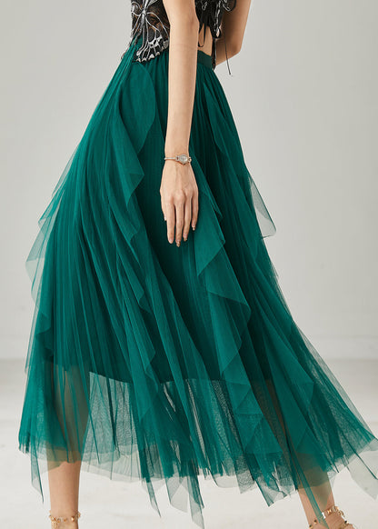 Peacock Green Ruffled Tulle Holiday Skirts Summer
