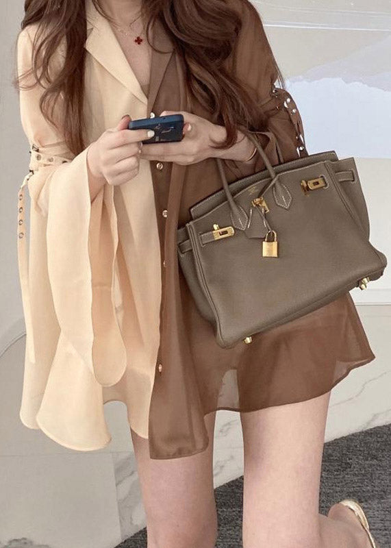 Peter Pan Collar Patchwork Button Chiffon Shirts Flare Sleeve