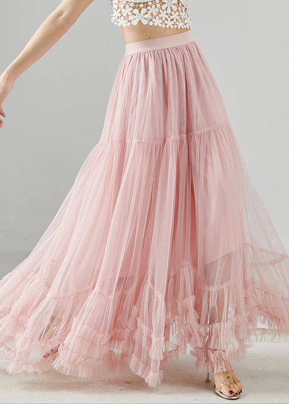 Pink Ruffled Exra Large Hem Tulle Skirt Spring