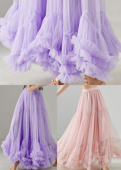 Pink Ruffled Exra Large Hem Tulle Skirt Spring