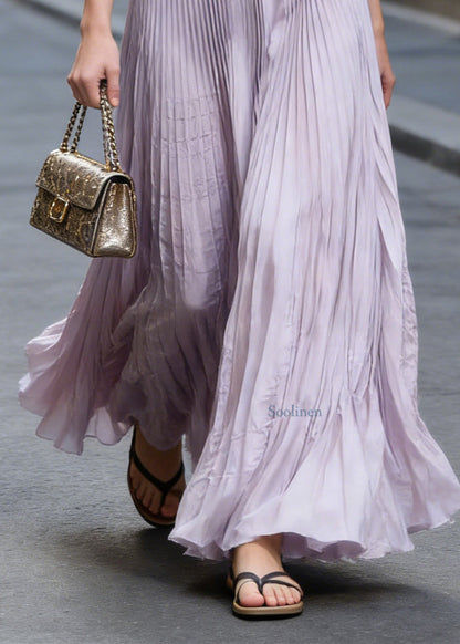 Pink Wrinkled Exra Large Hem Chiffon Skirts Summer