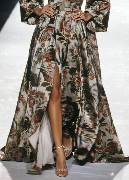 Print Exra Large Hem Chiffon Tunic Dresss Spring
