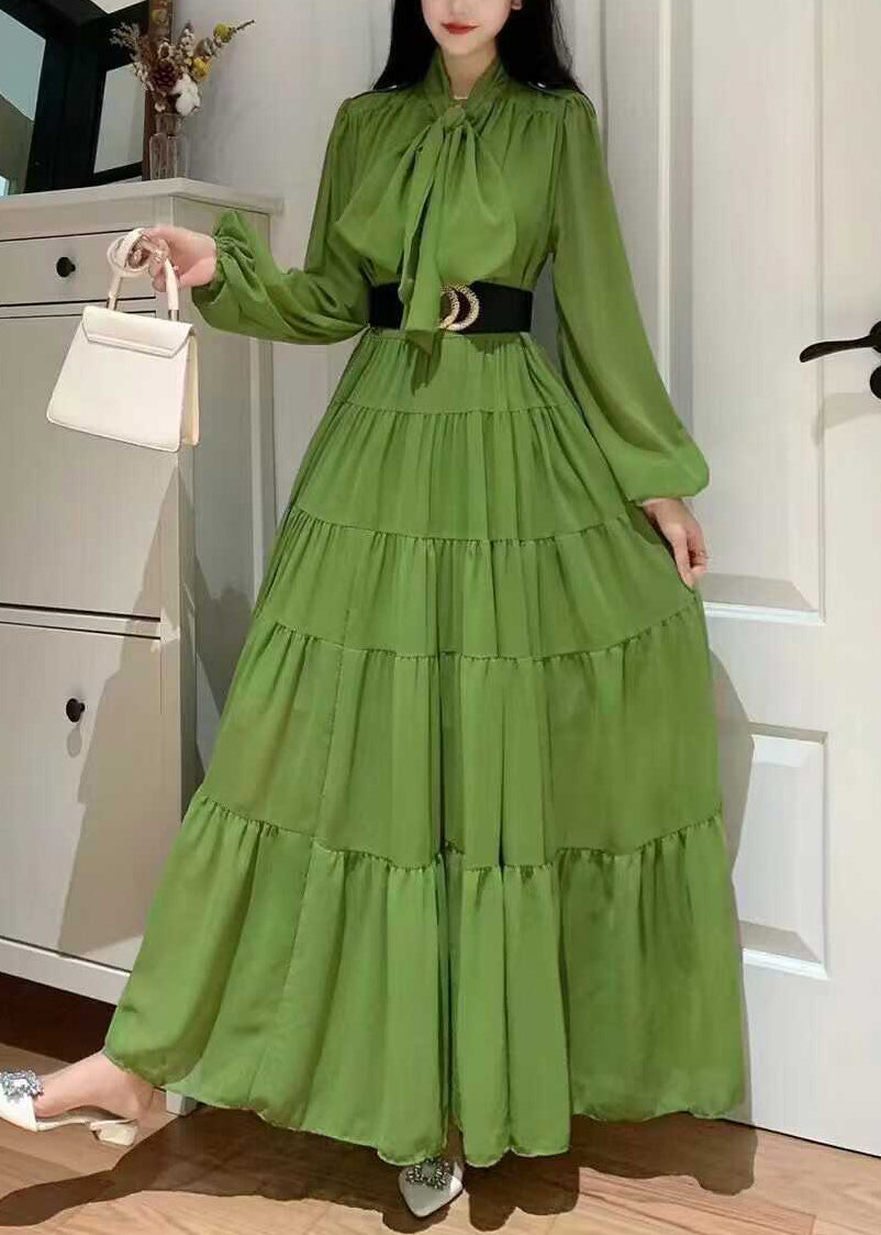 Purple Lace Up Wrinkled Patchwork Chiffon Dress Long Sleeve