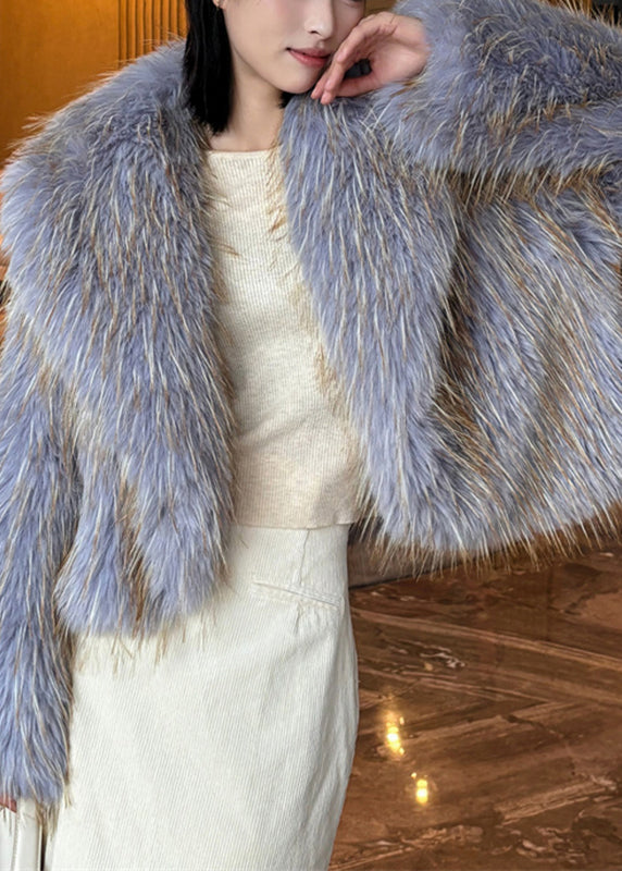 Purple Peter Pan Collar Leather and Fur Long Sleeve