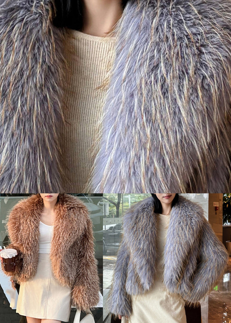 Purple Peter Pan Collar Leather and Fur Long Sleeve