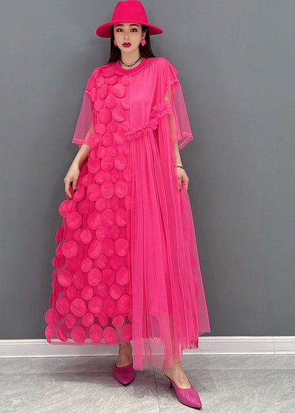 Red Asymmetrical Patchwork Tulle Long Dress Vestidos Summer