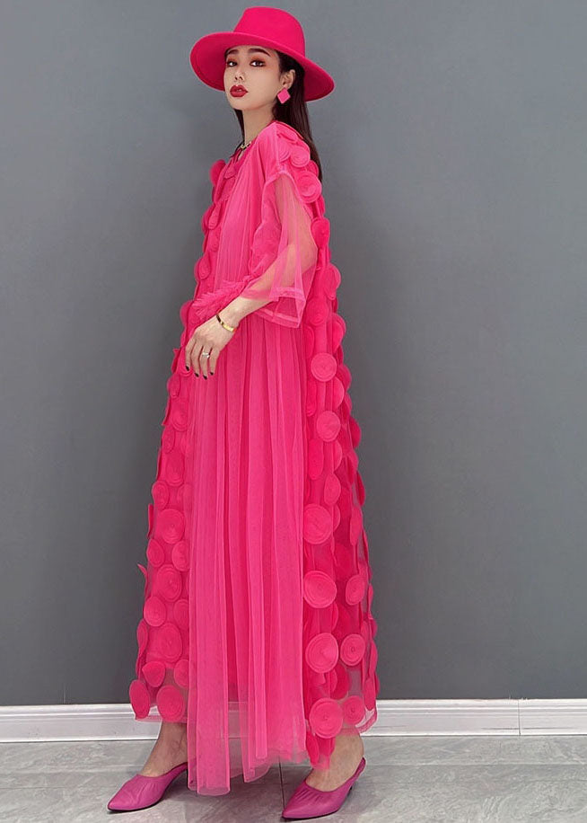 Red Asymmetrical Patchwork Tulle Long Dress Vestidos Summer