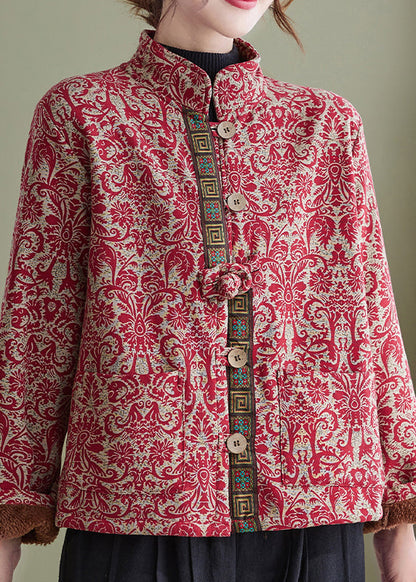 Green-cashew Print Pockets Cotton Filled Parka Winter