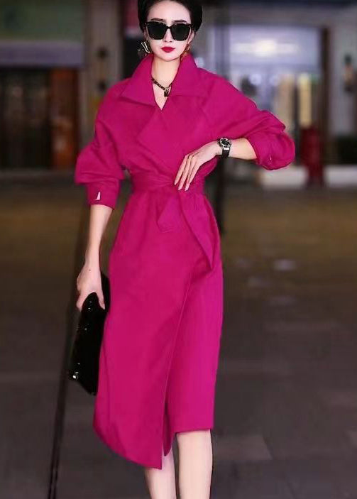 Rose Peter Pan Collar Tie Waist Cotton Trench Fall