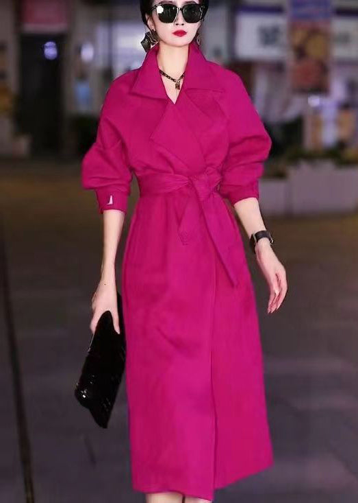 Rose Peter Pan Collar Tie Waist Cotton Trench Fall
