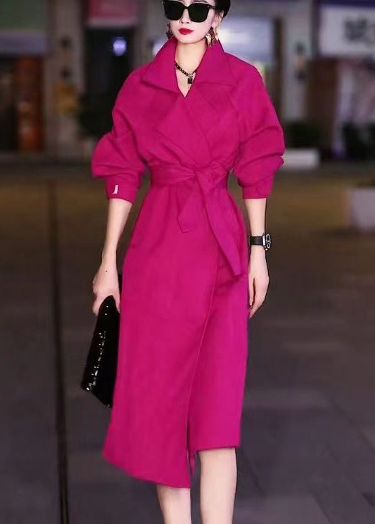 Rose Peter Pan Collar Tie Waist Cotton Trench Fall