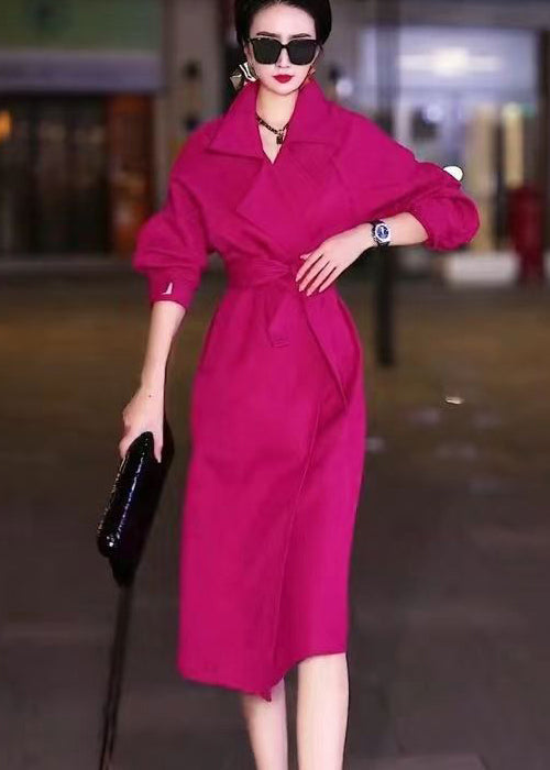 Rose Peter Pan Collar Tie Waist Cotton Trench Fall