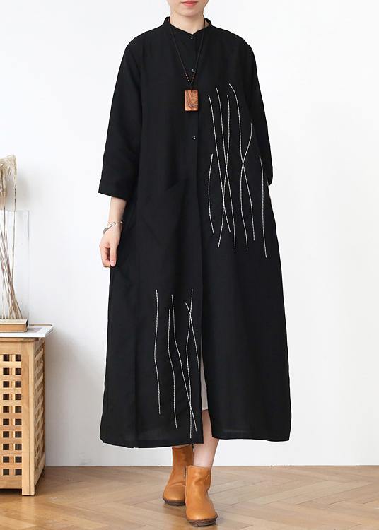 Rubber Red Pockets Linen Long Clothes Spring Trench