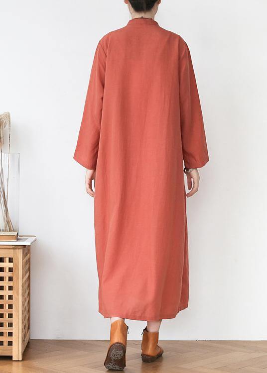 Rubber Red Pockets Linen Long Clothes Spring Trench