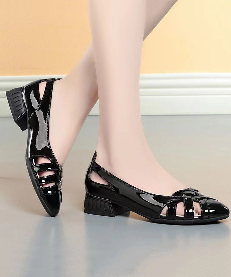 Soft Comfy Black Hollow Out Chunky Sandals