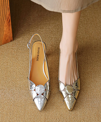 Splicing High Heels Silver Sheepskin Pointed Toe