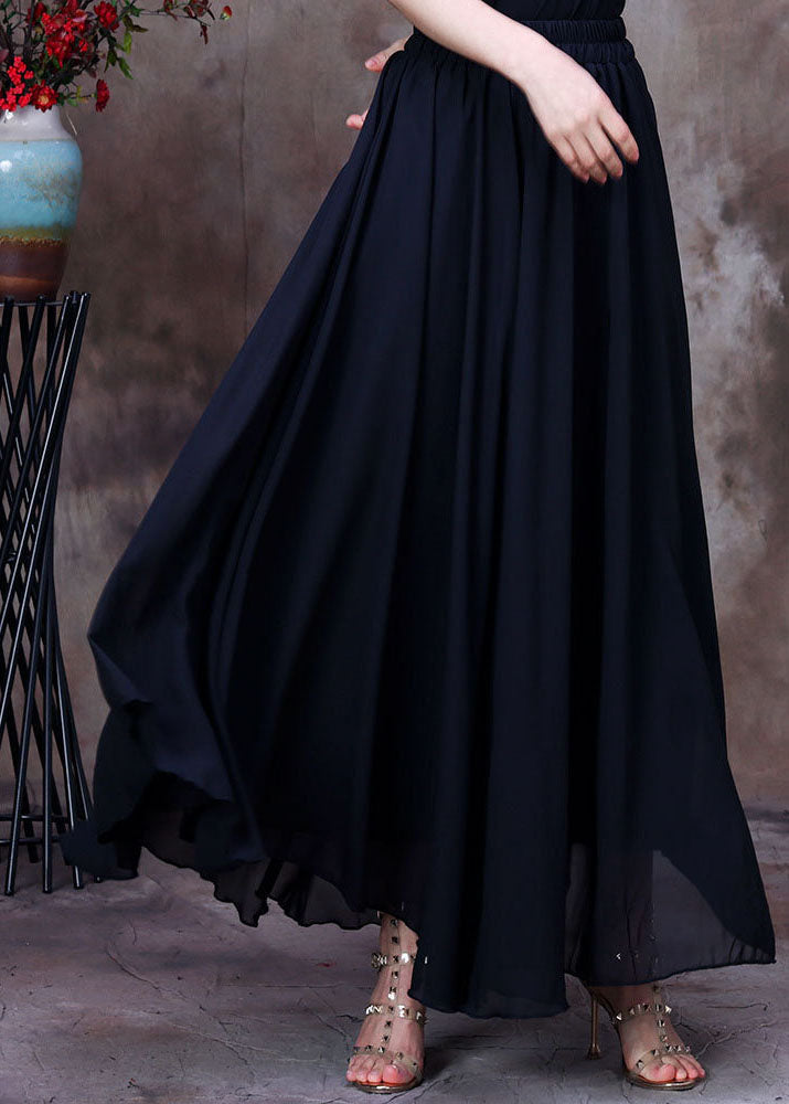 White Elastic Waist Asymmetrical Layered Design Chiffon Skirts Summer