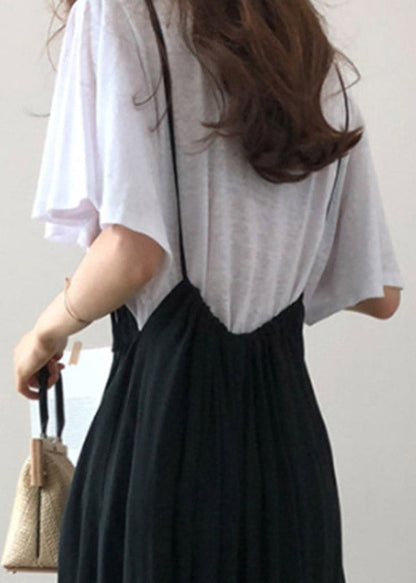 White O-neck Cotton Blouse T Shirt Flare Sleeve