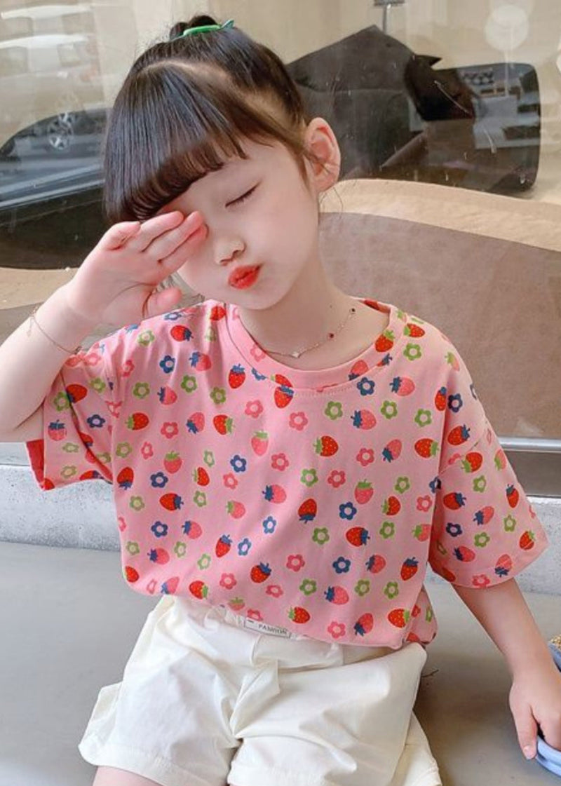 White O-neck Print Kids T Shirt Summer