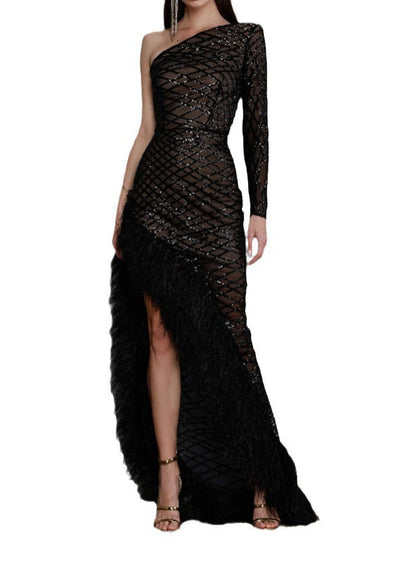 White One-shoulder Asymmetrical Patchwork Tulle Party Dresses Summer