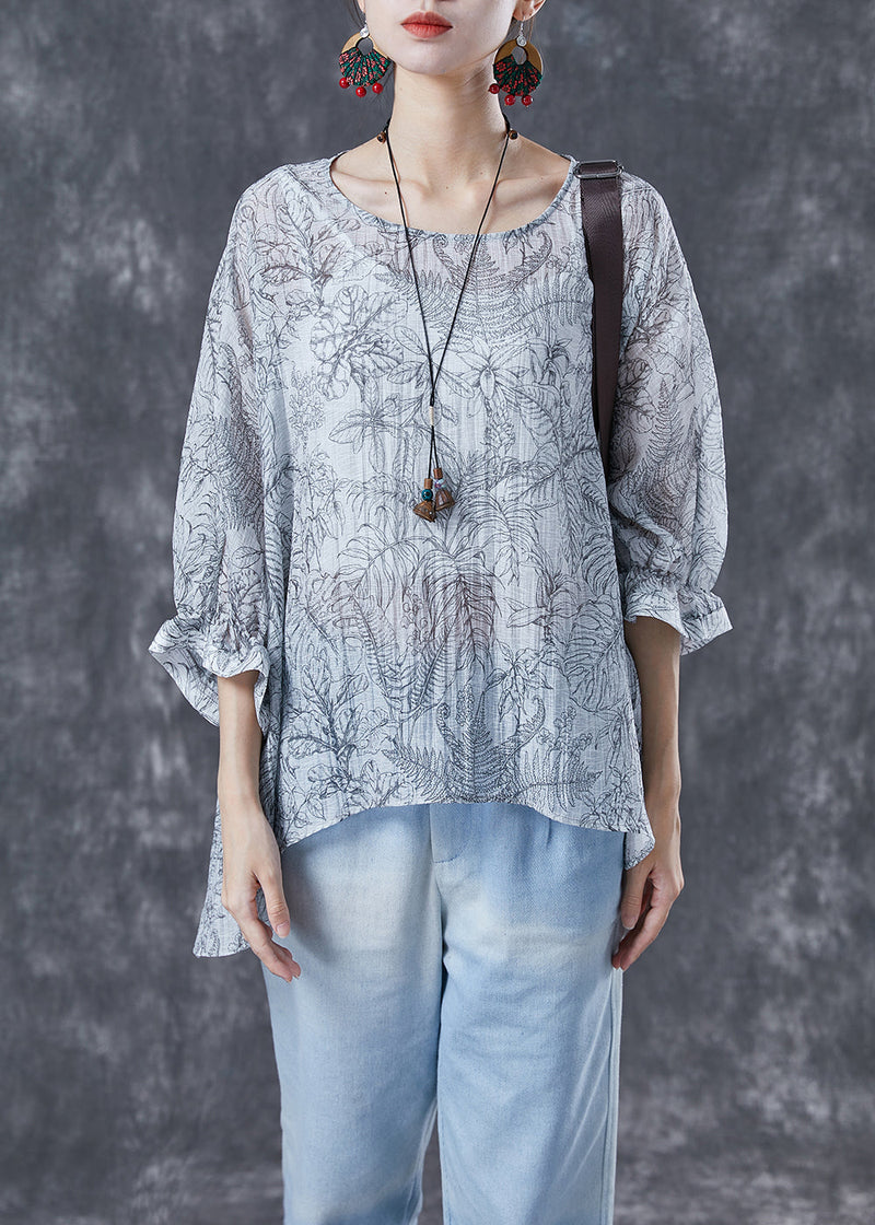 White Oversized Print Low High Design Cotton Tanks Batwing Sleeve