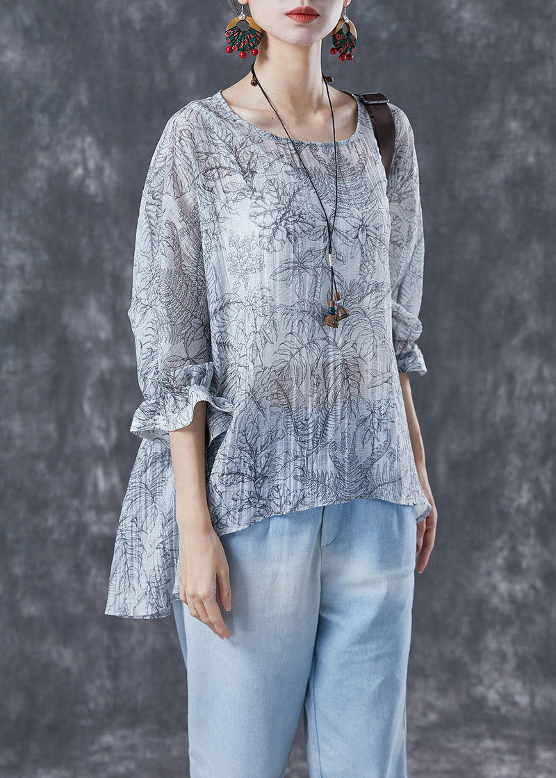 White Oversized Print Low High Design Cotton Tanks Batwing Sleeve