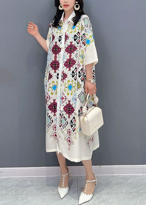 White Peter Pan Collar Patchwork Cotton Shirts Dress Summer