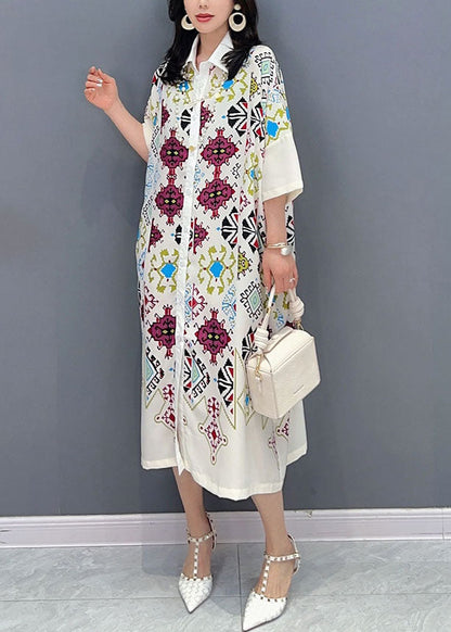 White Peter Pan Collar Patchwork Cotton Shirts Dress Summer