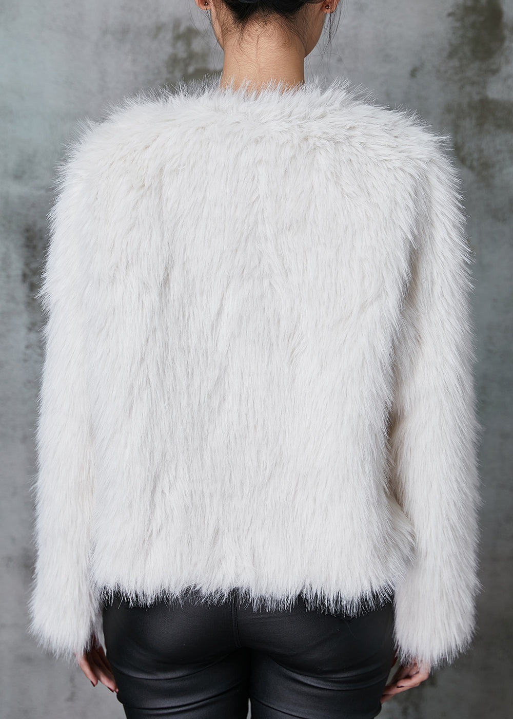White Side Open Faux Fur Coat Winter