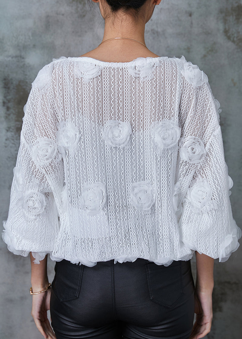White V Neck Knit Shirts Spring