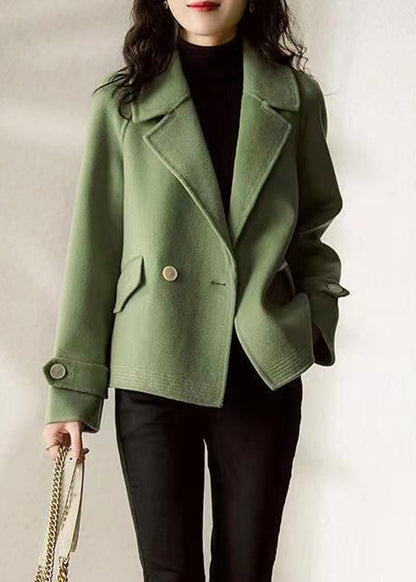 Wine Red Peter Pan Collar Button Patchwork Woolen Coats Fall