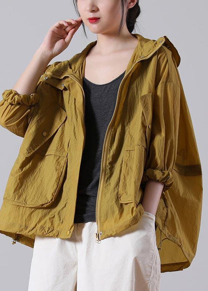 Yellow Loose Upf 50+ Coat Jacket Hoodie Coat Summer