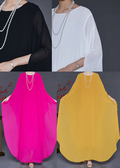 Yellow Oversized Chiffon Party Dress Batwing Sleeve